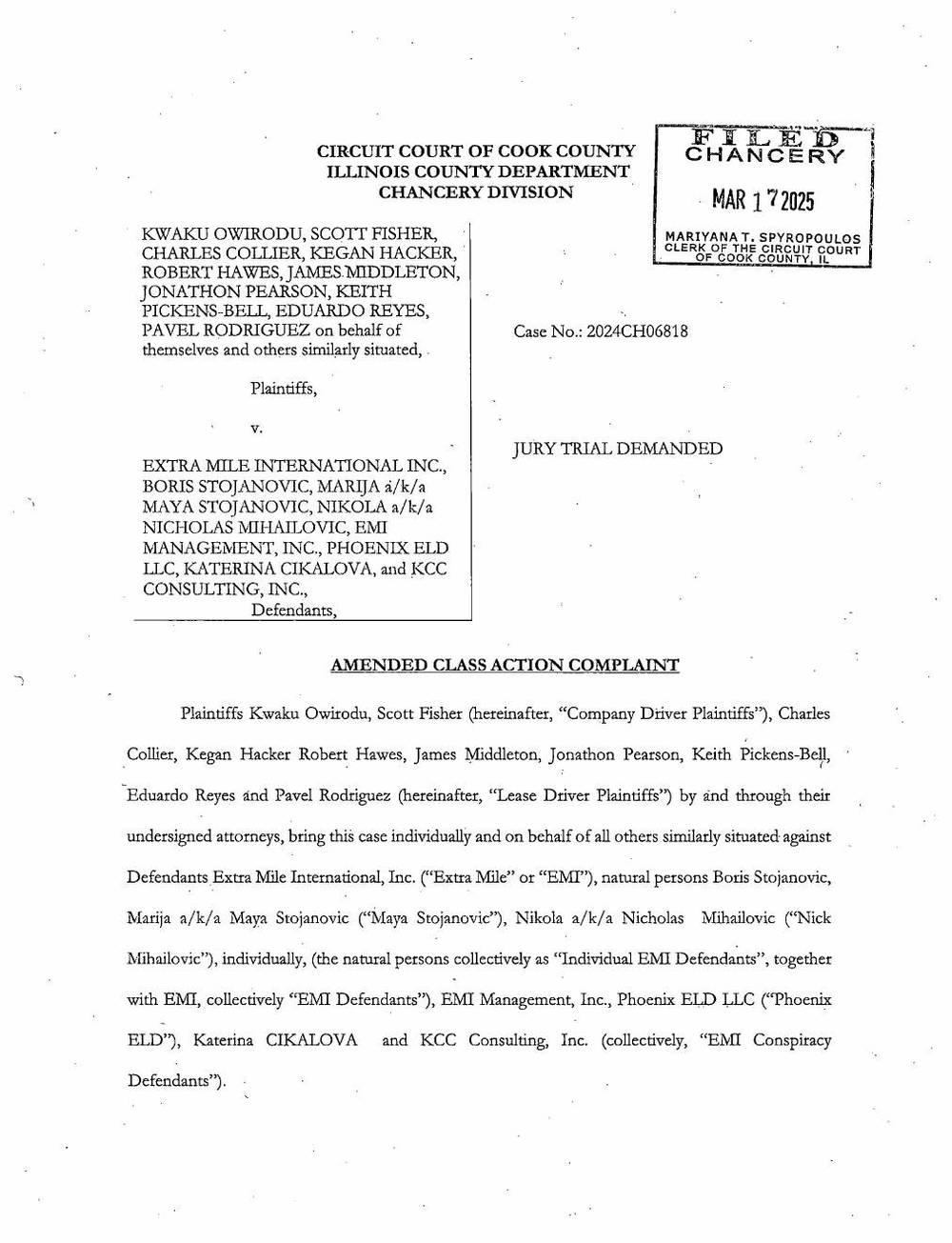Amended Class Action Complaint, page 1