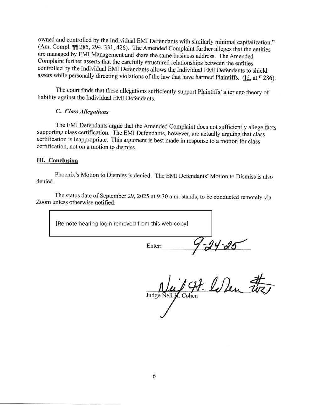 Order Denying The Motions To Dismiss, page 6